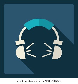 Flat modern design with shadow  Icon headphone
