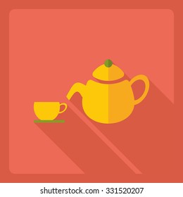 Flat modern design with shadow  Icon tea