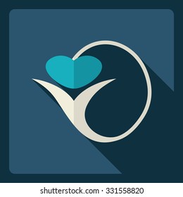 Flat modern design with shadow  Icon heart organ