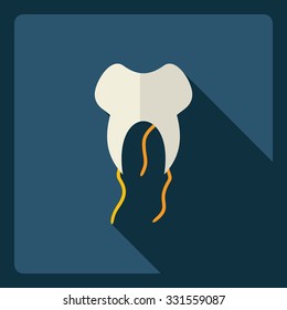 Flat modern design with shadow  Icon tooth