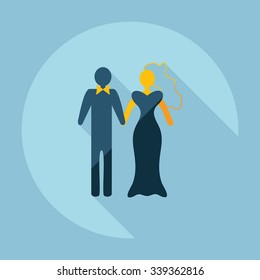 Flat modern design with shadow Icon  bride and groom