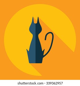 Flat modern design with shadow  Icon cat