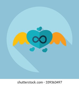 Flat modern design with shadow Icon  heart wings