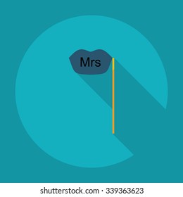 Flat modern design with shadow Icon  Mrs. inscription