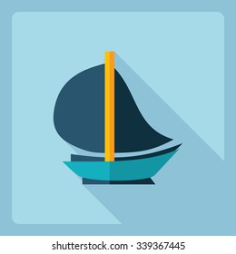 Flat modern design with shadow  Icon yacht