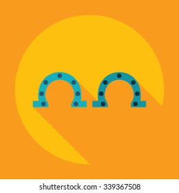Flat modern design with shadow Icon  horse trail horseshoe