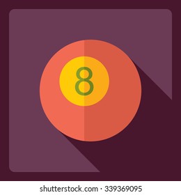 Flat modern design with shadow  Icon billiard