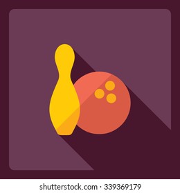 Flat modern design with shadow  Icon bowling
