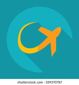 Flat modern design with shadow Icon  plane aircraft