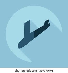 Flat modern design with shadow Icon  plane aircraft