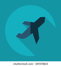 Flat modern design with shadow Icon  plane aircraft
