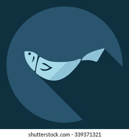 Flat modern design with shadow  Icon fish