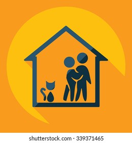 Flat modern design with shadow  Icon home