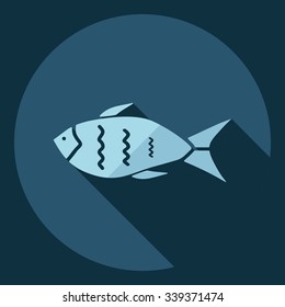 Flat modern design with shadow  Icon fish