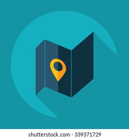 Flat modern design with shadow Icon  map