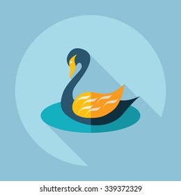 Flat modern design with shadow Icon  swan