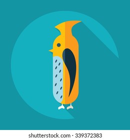 Flat modern design with shadow Icon  bird
