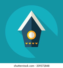 Flat modern design with shadow Icon  bird house