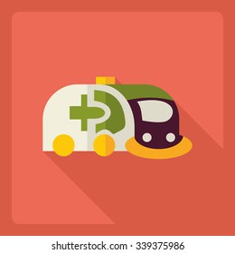 Flat modern design with shadow Icon ambulance