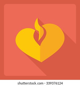 Flat modern design with shadow  Icon heart