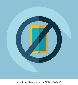 Flat modern design with shadow Icon symbol ban mobile