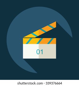 Flat modern design with shadow Icon clapperboard