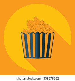 Flat modern design with shadow  Icon popcorn