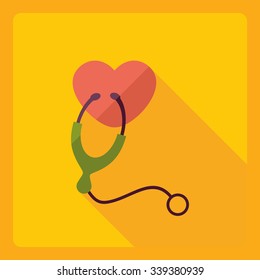 Flat modern design with shadow  Icon heart organ