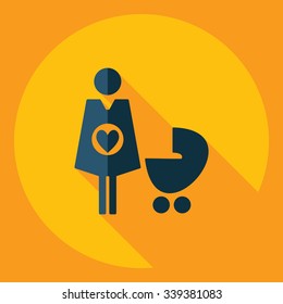 Flat modern design with shadow  Icon mother with her baby