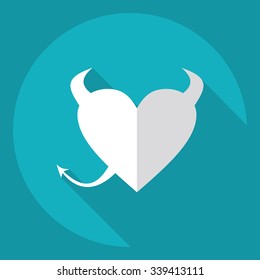 Flat modern design with shadow  Icon heart-devil