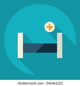 Flat modern design with shadow  Icon hospital bed