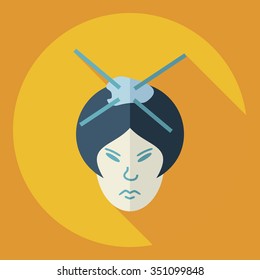 Flat modern design with shadow  Icon Japanese