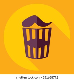 Flat modern design with shadow  Icon popcorn