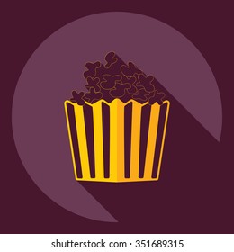 Flat modern design with shadow  Icon popcorn