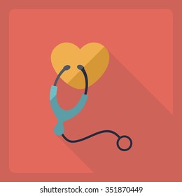 Flat modern design with shadow  Icon heart organ