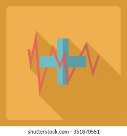 Flat modern design with shadow  Icon heart organ