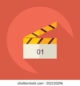 Flat modern design with shadow Icon clapperboard