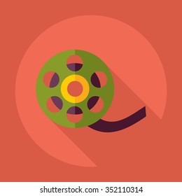 Flat modern design with shadow Icon reel of film