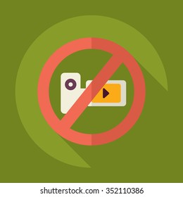 Flat modern design with shadow Icon  symbol ban video
