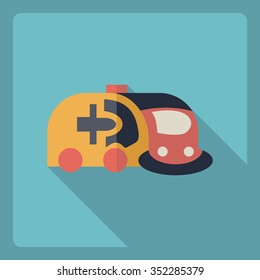 Flat modern design with shadow Icon ambulance