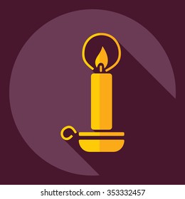 Flat modern design with shadow  Icon candle