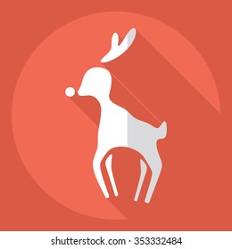 Flat modern design with shadow  Icon Christmas reindeer