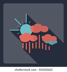 Flat modern design with shadow  Icon rain