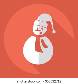 Flat modern design with shadow  Icon snowman