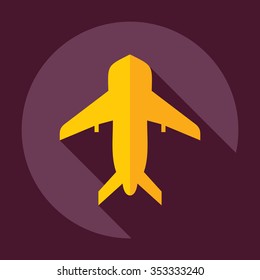 Flat modern design with shadow Icon  plane aircraft