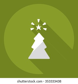 Flat modern design with shadow  Icon Christmas tree