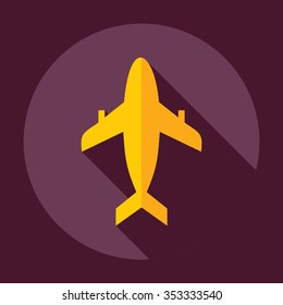 Flat modern design with shadow Icon  plane aircraft