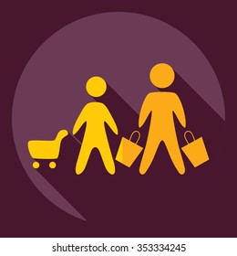 Flat modern design with shadow  Icon shopping