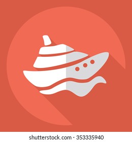 Flat modern design with shadow  Icon yacht