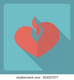 Flat modern design with shadow  Icon heart